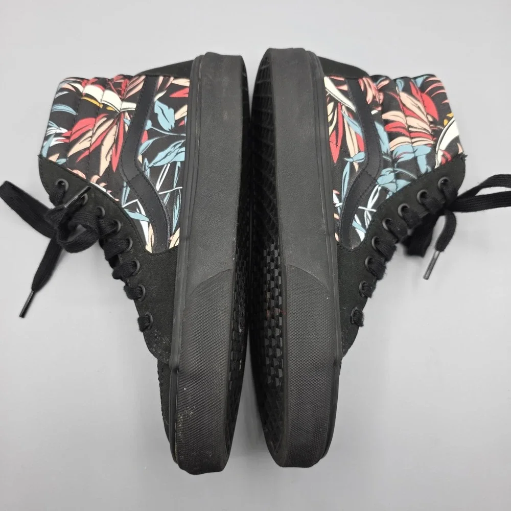 Vans Sk8-Hi Shoes Womens 8 Black Tropical Floral Old Skool‎ High Top Sneakers